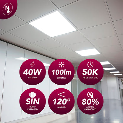 Pack de 6 Paneles LED 60x60 BACK LITE 40W - Luz Fría, Cálida y Neutra | 595x595mm"