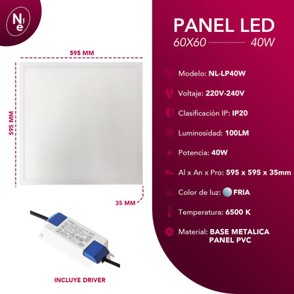 Pack de 6 Paneles LED 60x60 BACK LITE 40W - Luz Fría, Cálida y Neutra | 595x595mm"